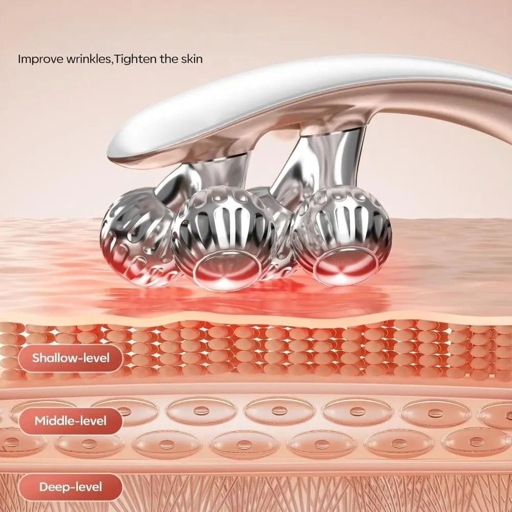 with 3D Roller Wireless Microcurrent Facial Massager 3 Intensity Levels Rechargeable Lifting Toning Tool Portable Easy to Use